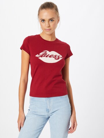 T-shirt GUESS en rouge : devant