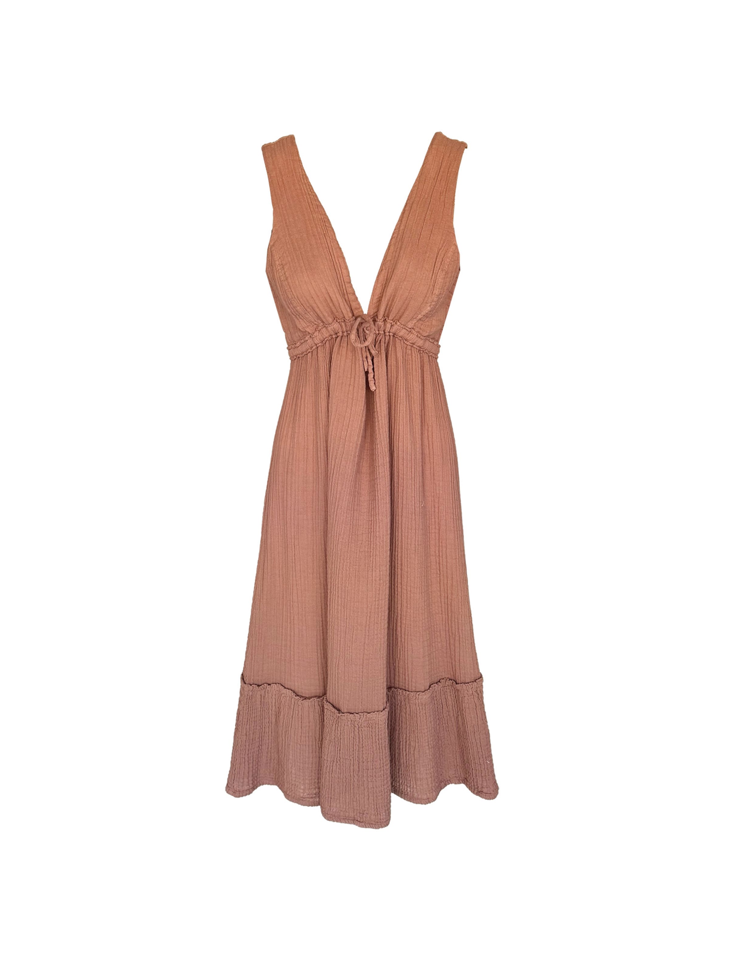 Haris Cotton - Vestido en marrón: frente