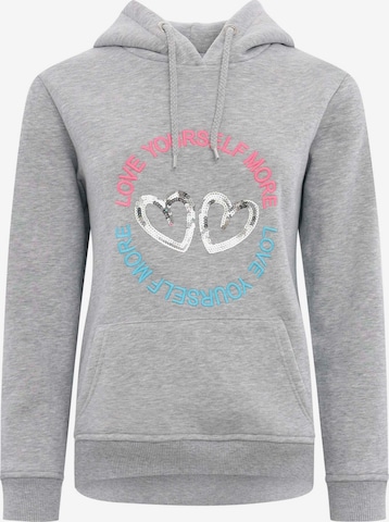 Zwillingsherz - Sudadera 'Love Peace Hope' en gris: frente