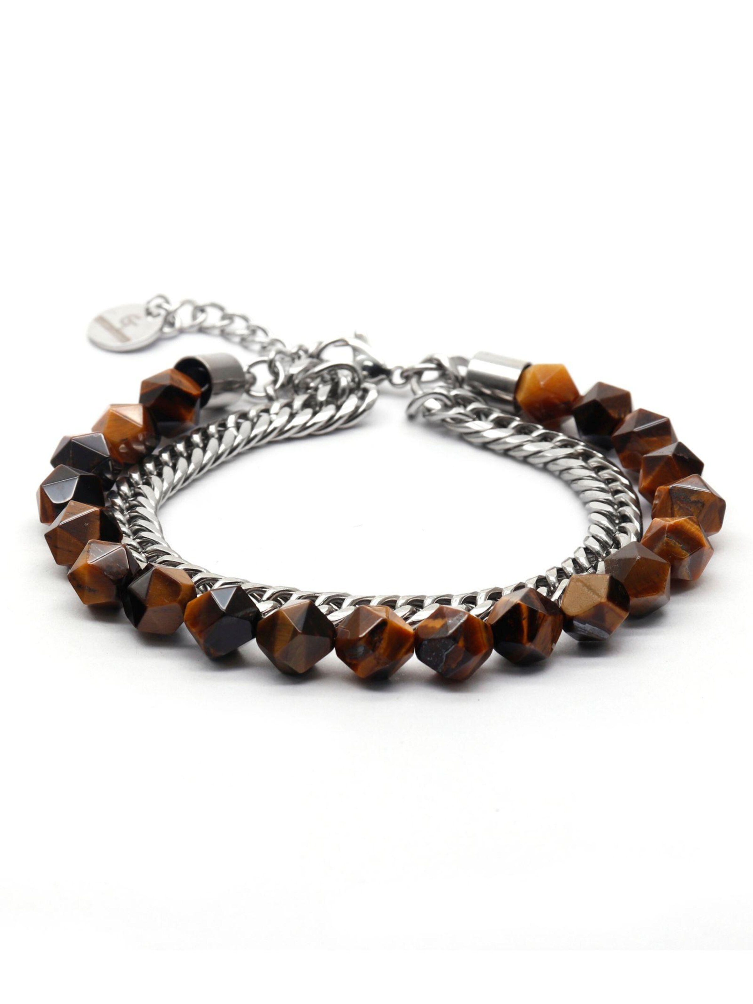 GT Collection Bracelet 'Faceted-Bead' in Brown: front