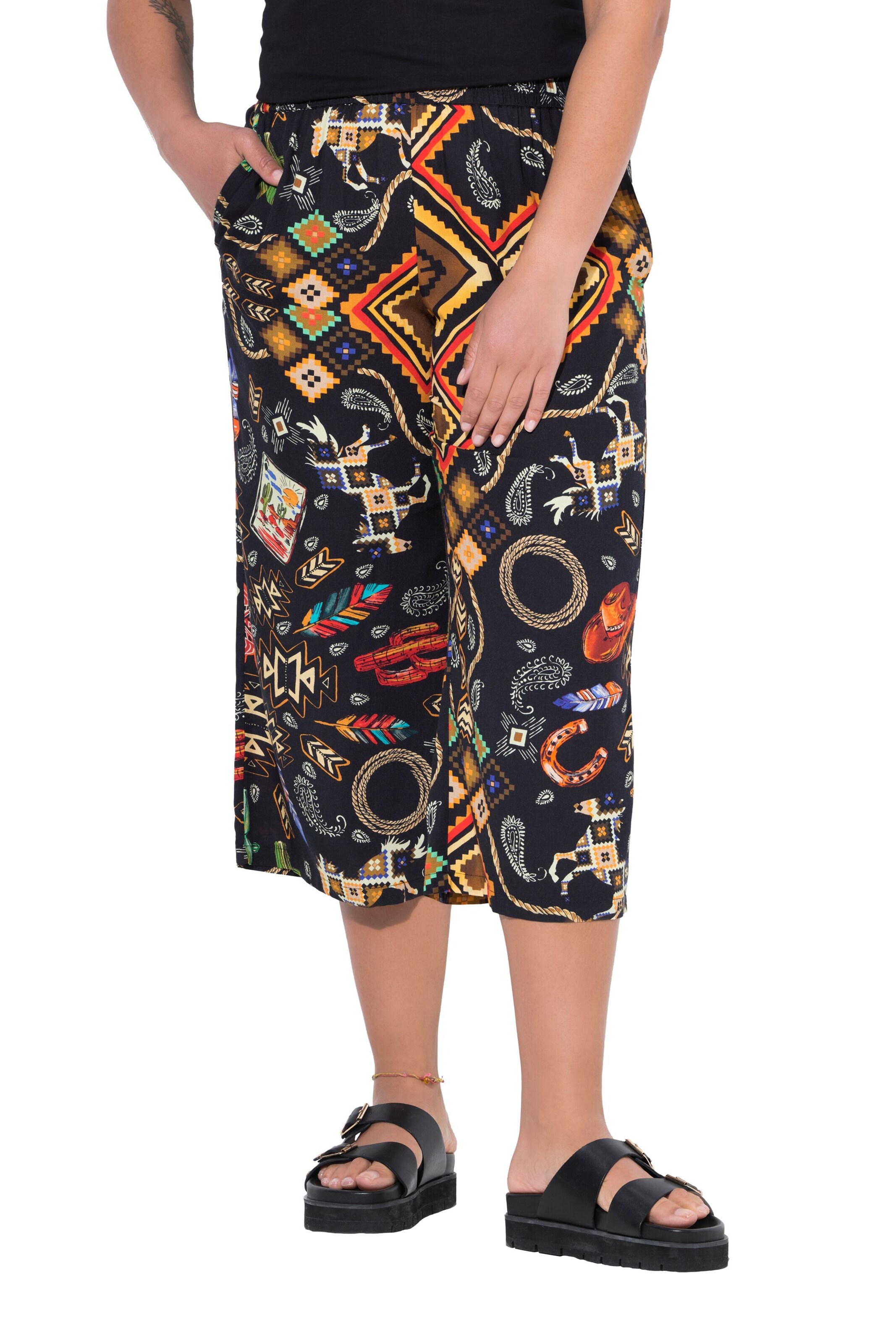 Angel of Style Wide leg Broek in Zwart: voorkant