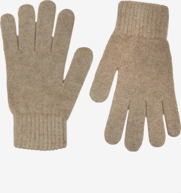 Zwillingsherz Full Finger Gloves in Beige: front