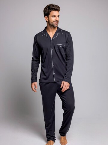 zd ZERO DEFECTS Pajamas long 'Marine' in Blue: front