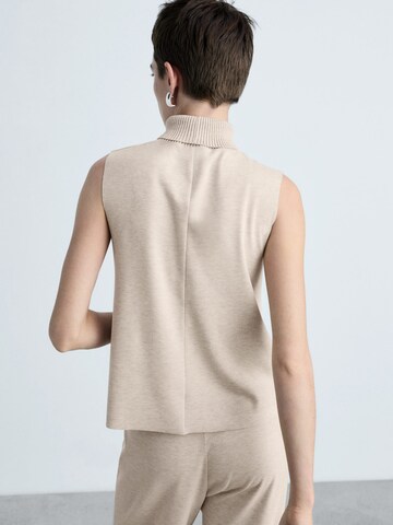 MANGO Broderad topp 'MICHIGAN' i beige