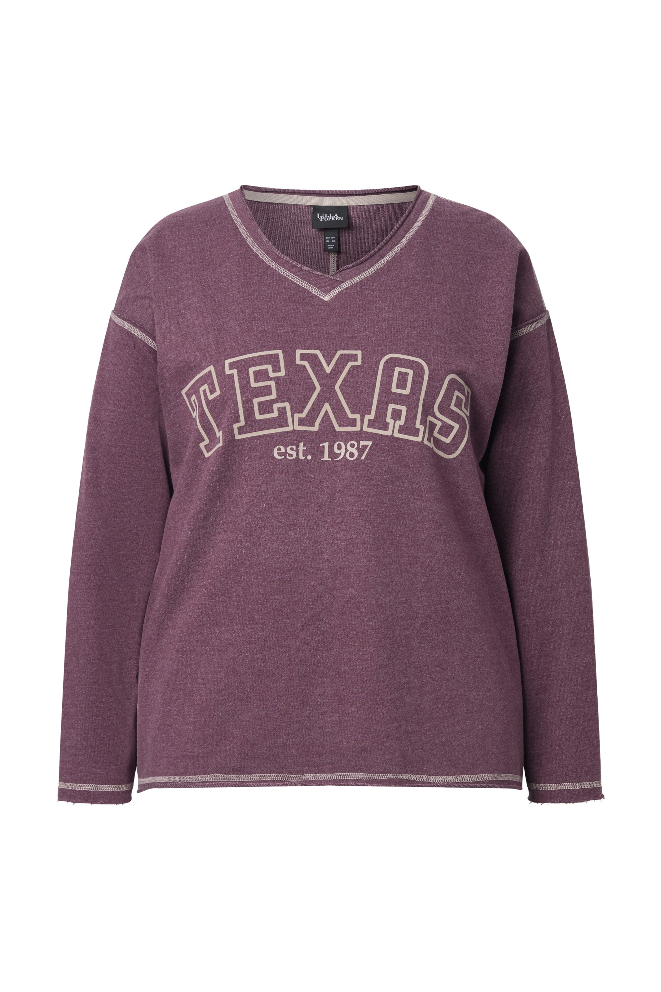 Ulla Popken Sweatshirt &#x27;Texas&#x27; in Lila: voorkant