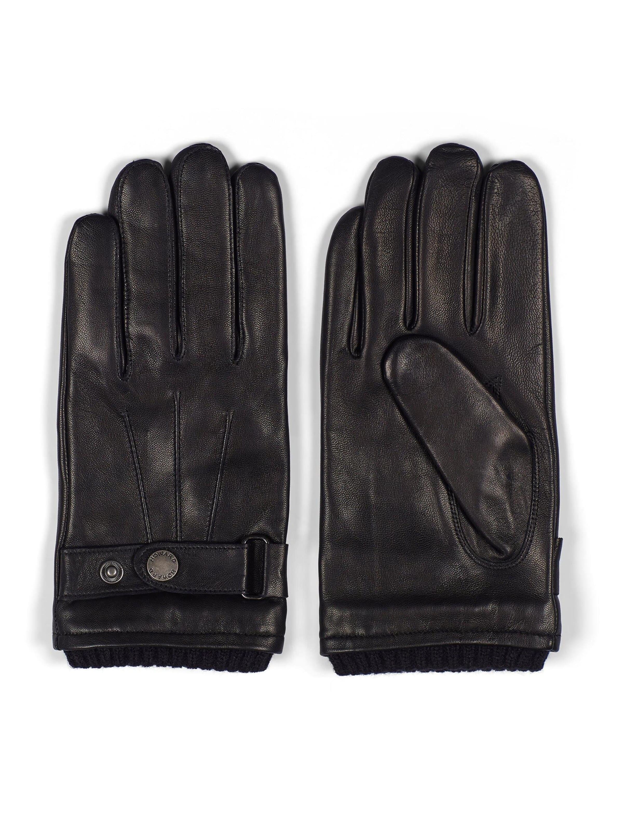 Howard London - Guantes con dedos 'Leather Gloves Smith Black' en negro: frente