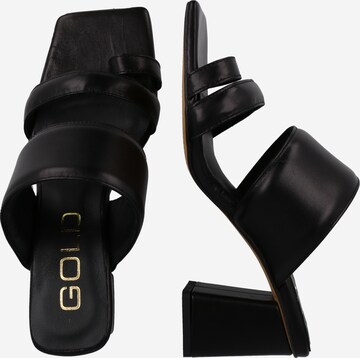 GOLD T-Bar Sandals in Black