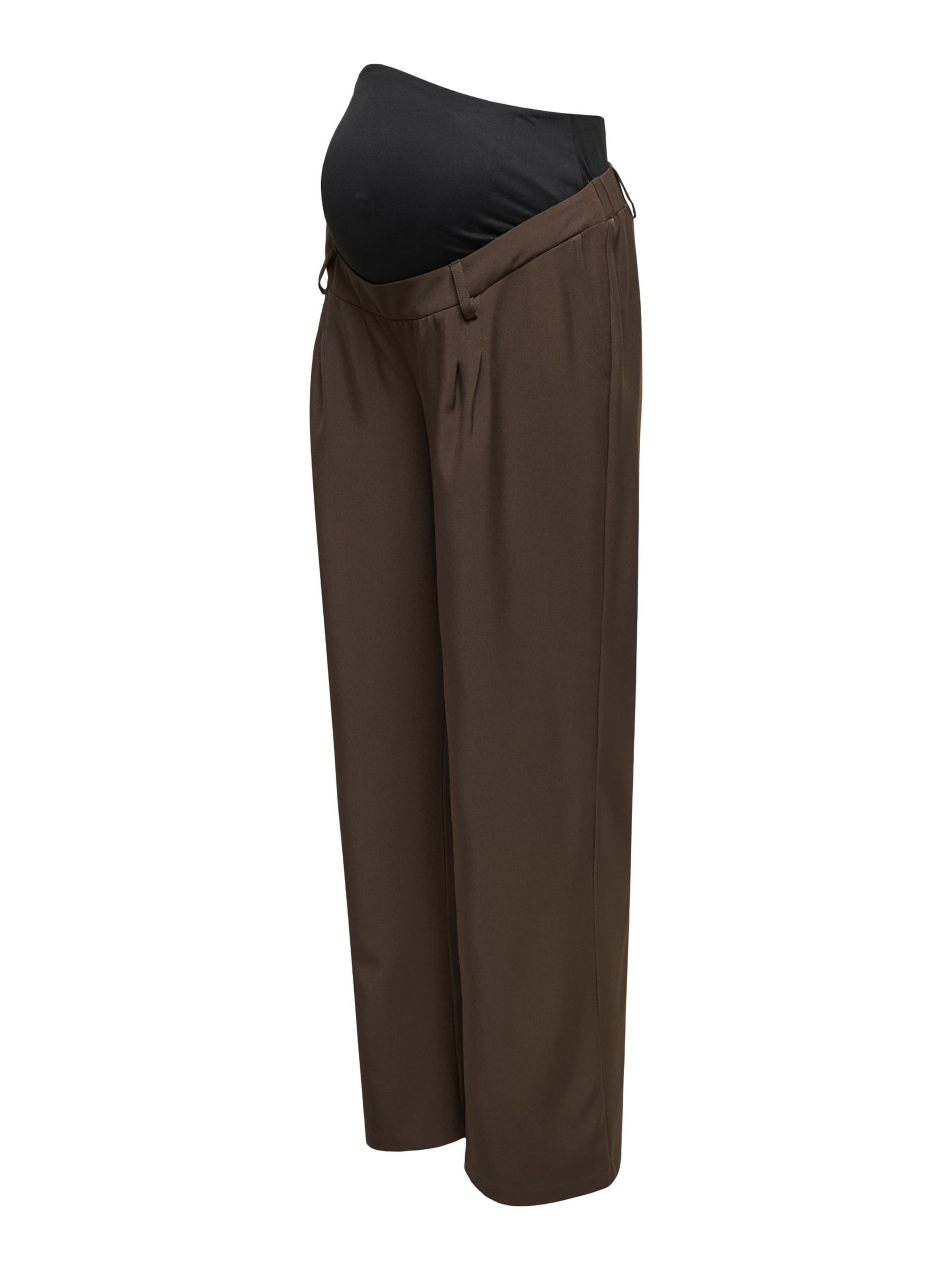 Wide Leg Pantalon à pince 'OLMPLEAT' Only Maternity en marron : devant