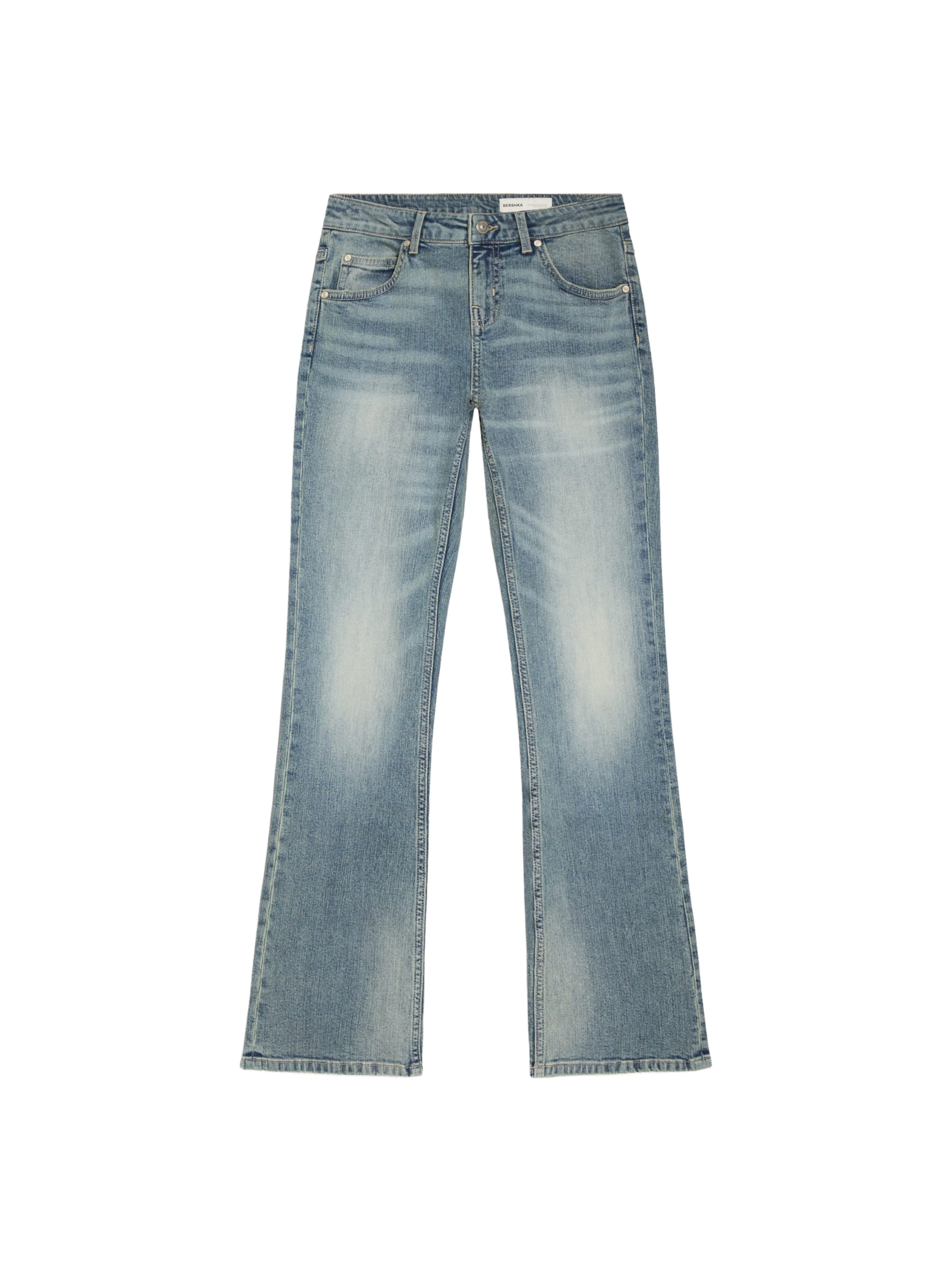 Bershka Bootcut Kavbojke | modra barva: sprednja stran