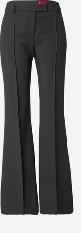 HUGO Rozkloszowany krój Spodnie w kant 'Hosena' w kolorze czarny: przód