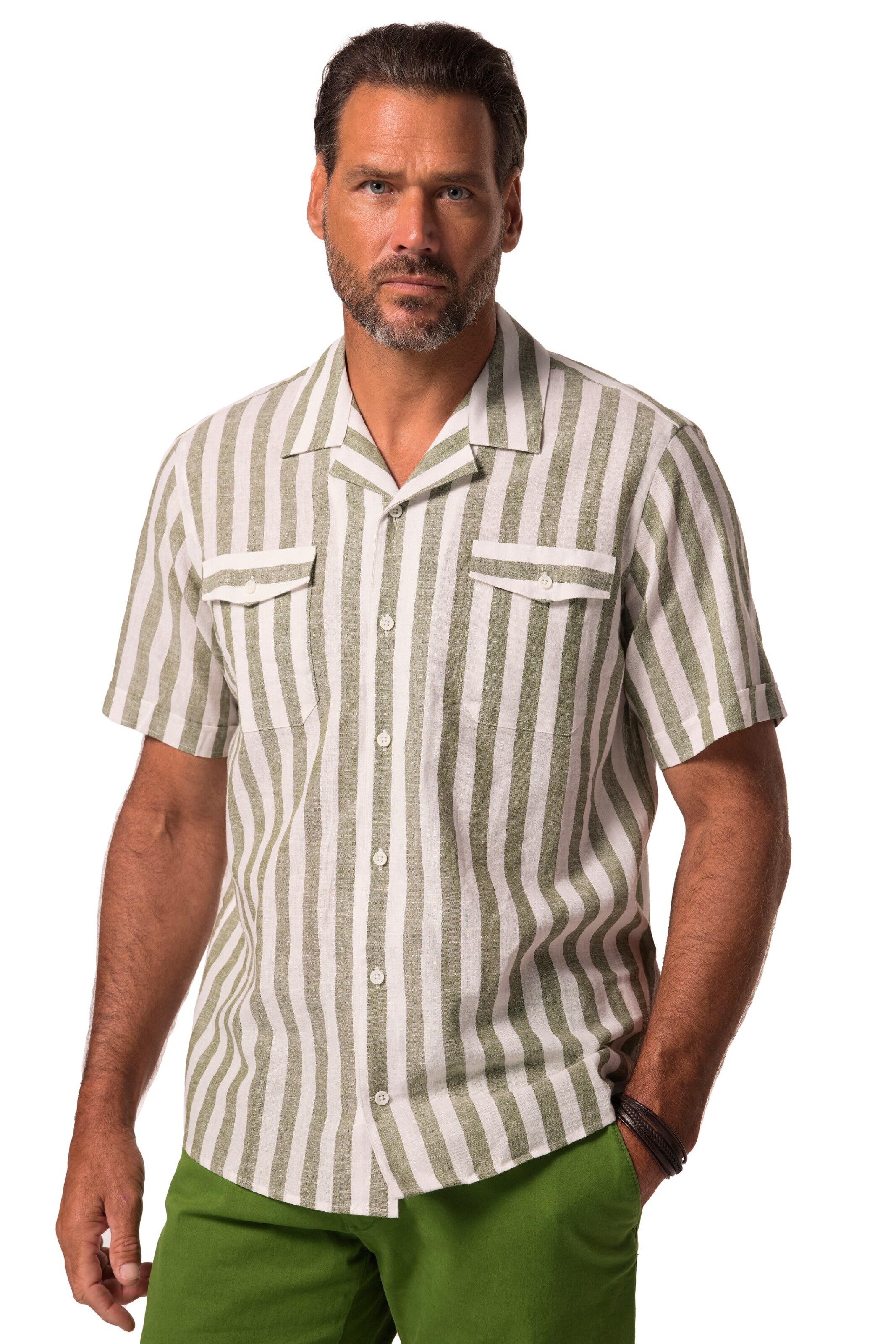 JP1880 Comfort fit Button Up Shirt in Green: front