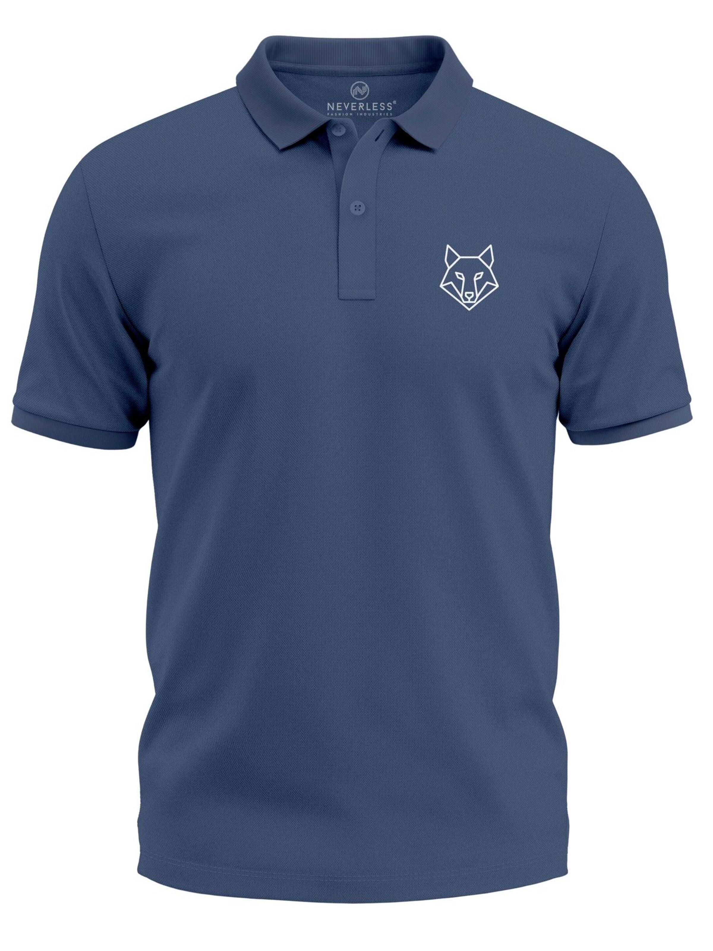 Neverless Shirt 'Polygon Wolf' in Blue: front