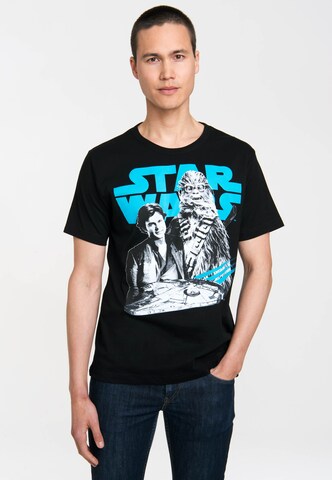 LOGOSHIRT Shirt 'A Star Wars Story Han Solo & Chewbacca' in Black: front