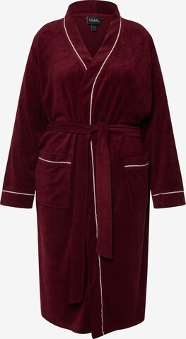 Ulla Popken Long Bathrobe in Red: front