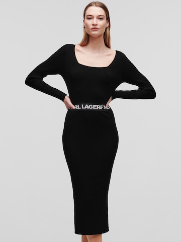 Karl Lagerfeld Kootud kleit, värv must: eest vaates
