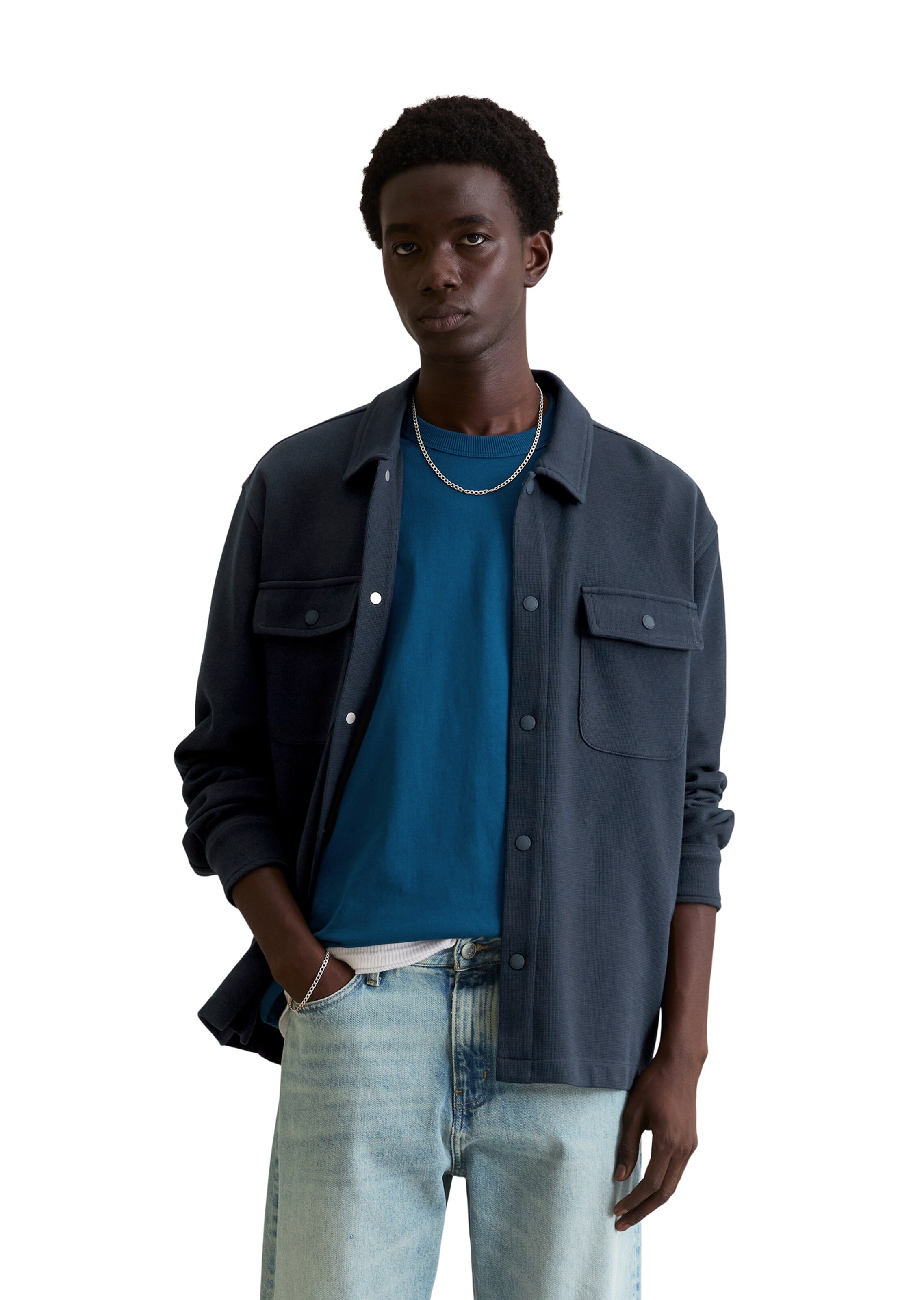 Marc O'Polo DENIM Sweatvest in Blauw: voorkant