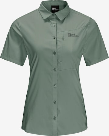 JACK WOLFSKIN Athletic Button Up Shirt 'Heidetal' in Green: front