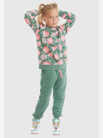 Tuta da jogging 'Flowers' di Denokids in verde: frontale