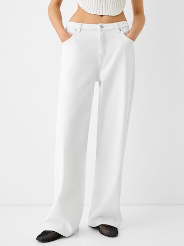 Wide Leg Jean Bershka en blanc