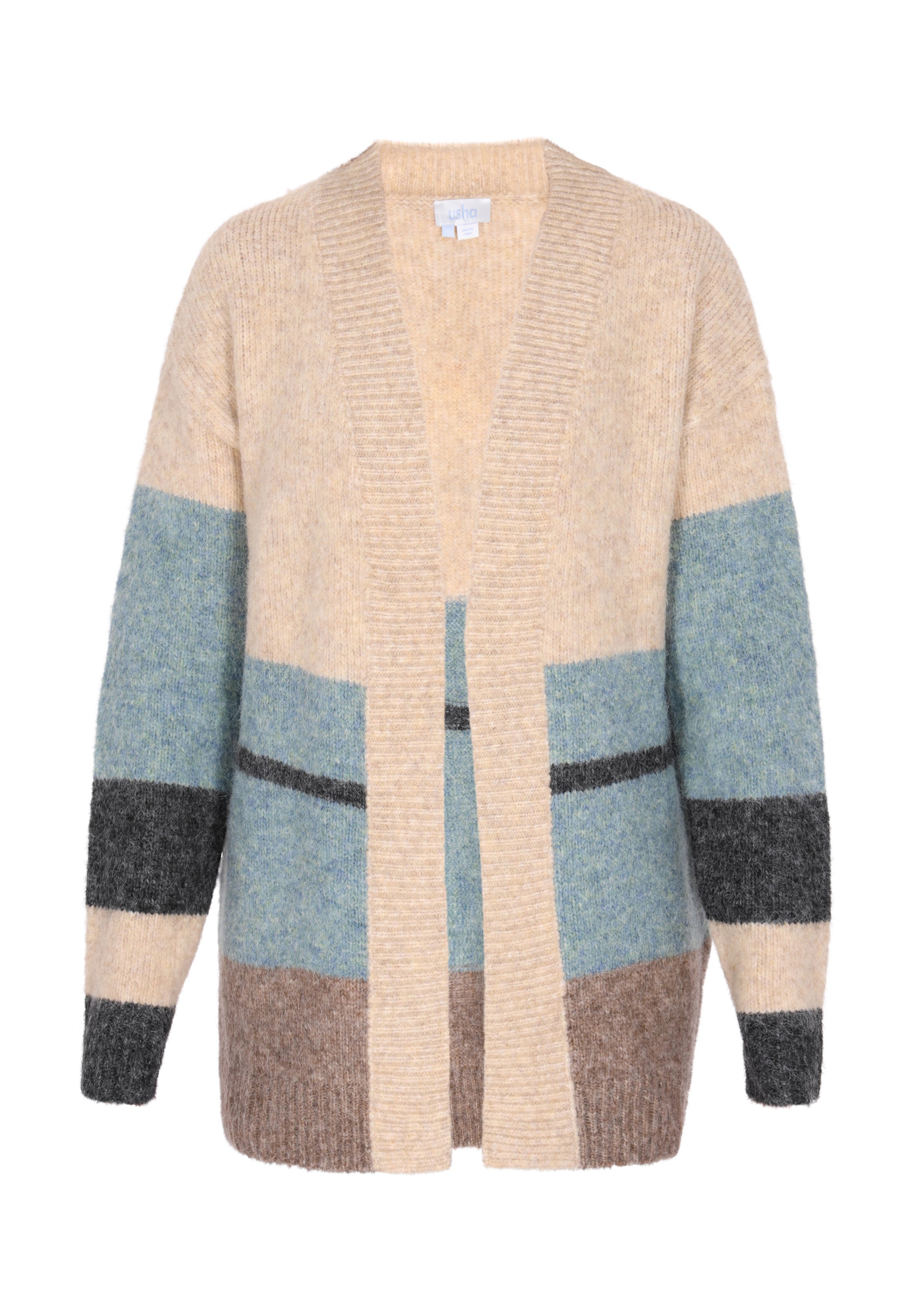 usha BLUE LABELKardigan - bež boja: prednji dio