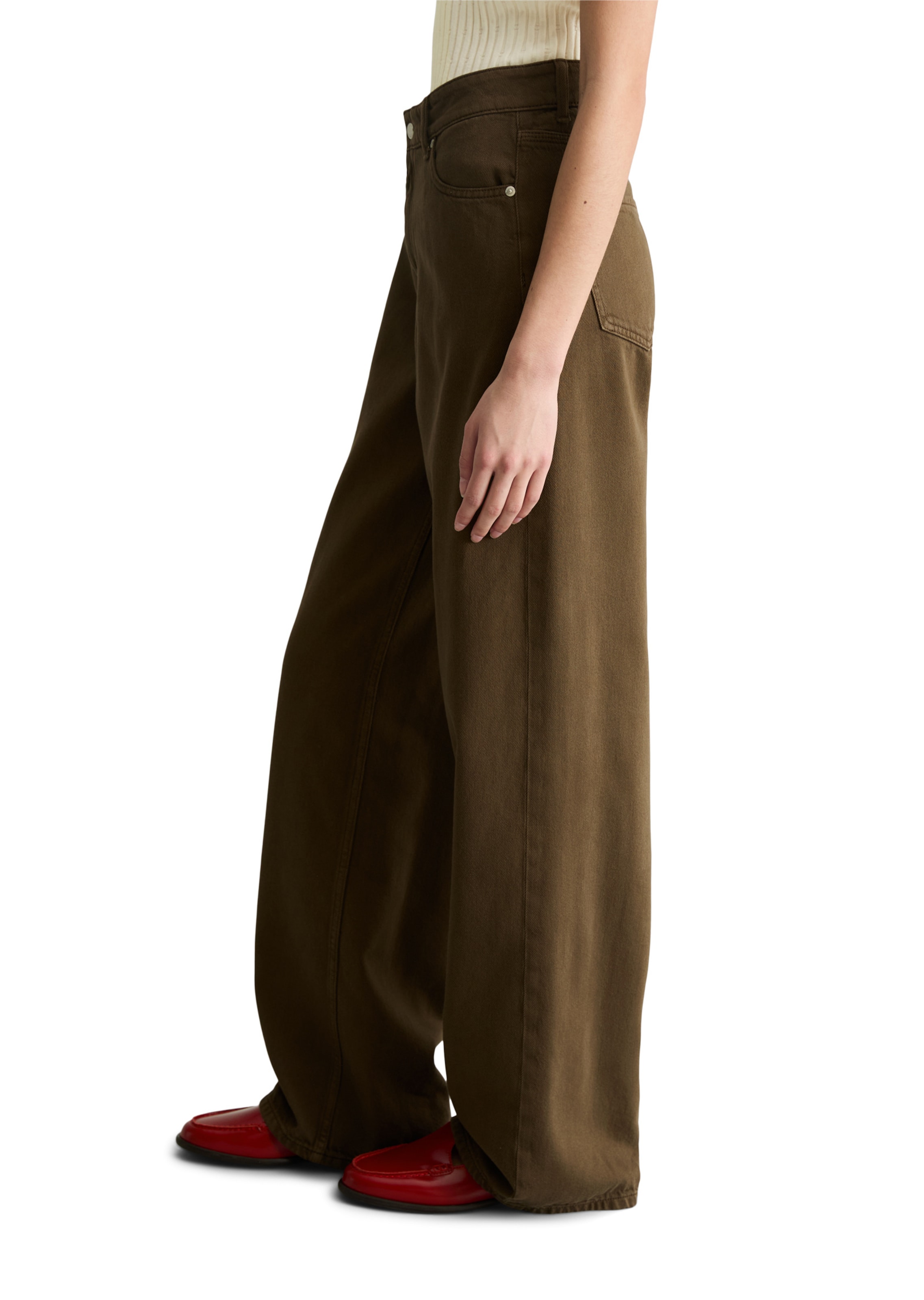 Marc O'Polo DENIM Wide Leg Jeans 'Tomma' in Braun