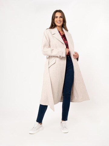 Manteau mi-saison Quiosque en beige : devant