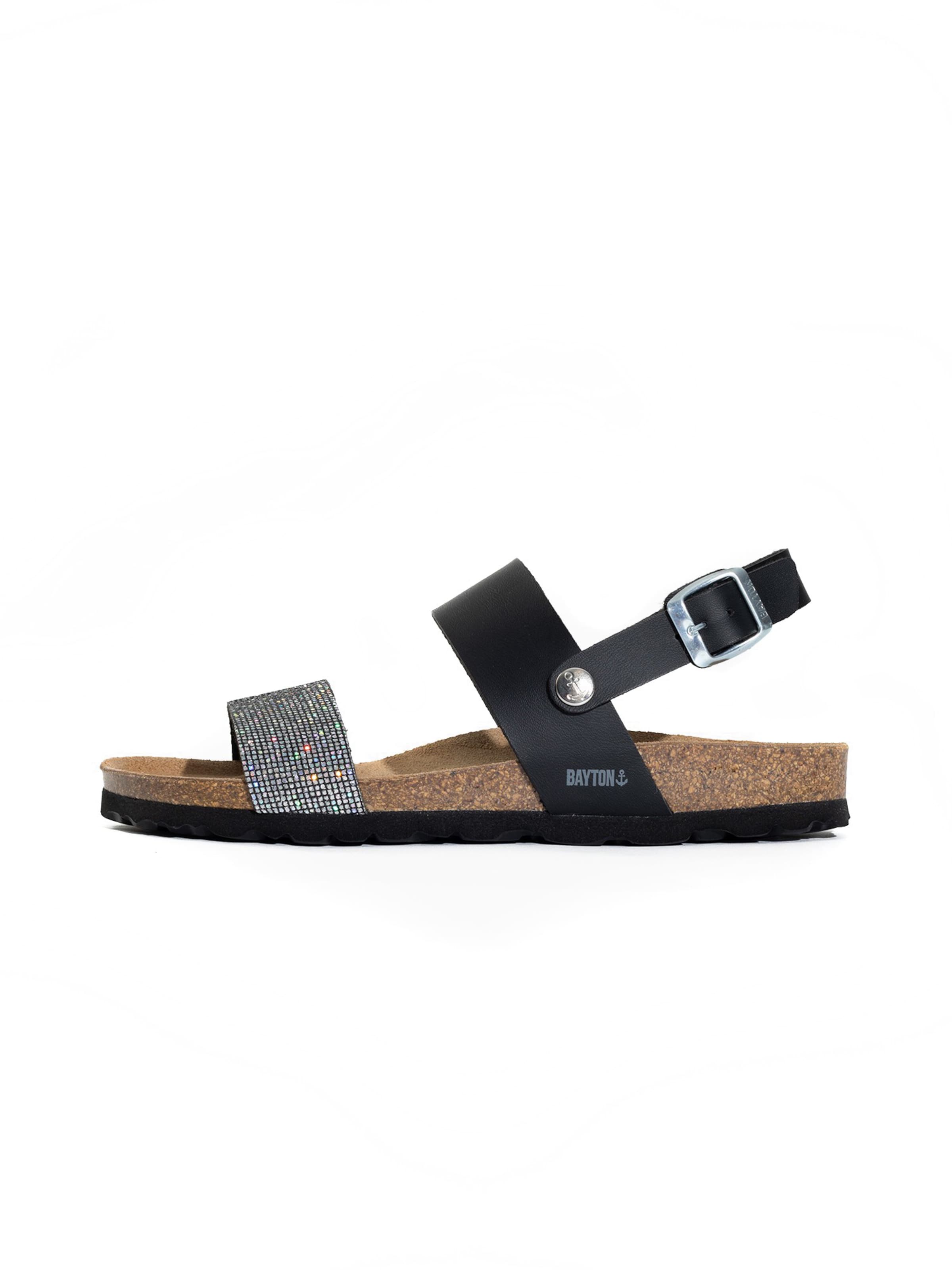 Bayton Remsandal 'Lilia' i svart / silver, Produktvy