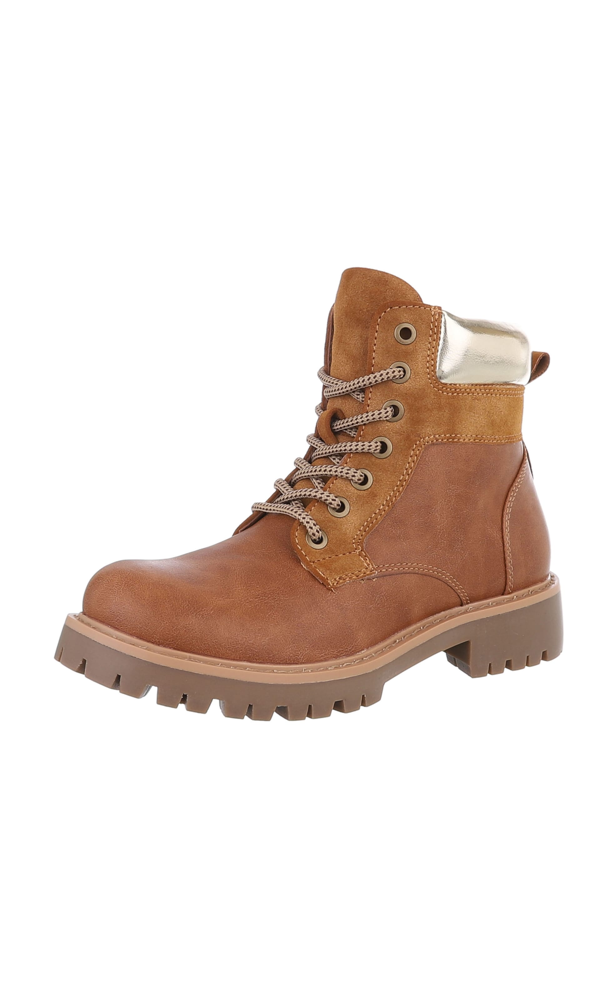 Ital-Design Schnürstiefelette in Braun: Vorderseite