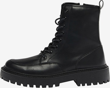 Pull&Bear Lace-up boots in Black: front