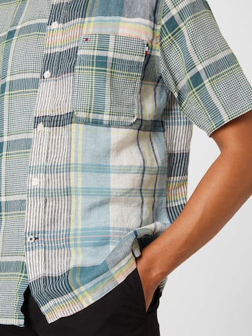 TOMMY HILFIGER Regular fit Button Up Shirt 'Madras' in Blue