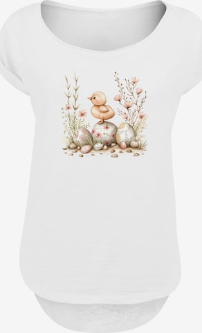 F4NT4STIC Shirt 'Ostern Küken Ei Blumen' in White: front