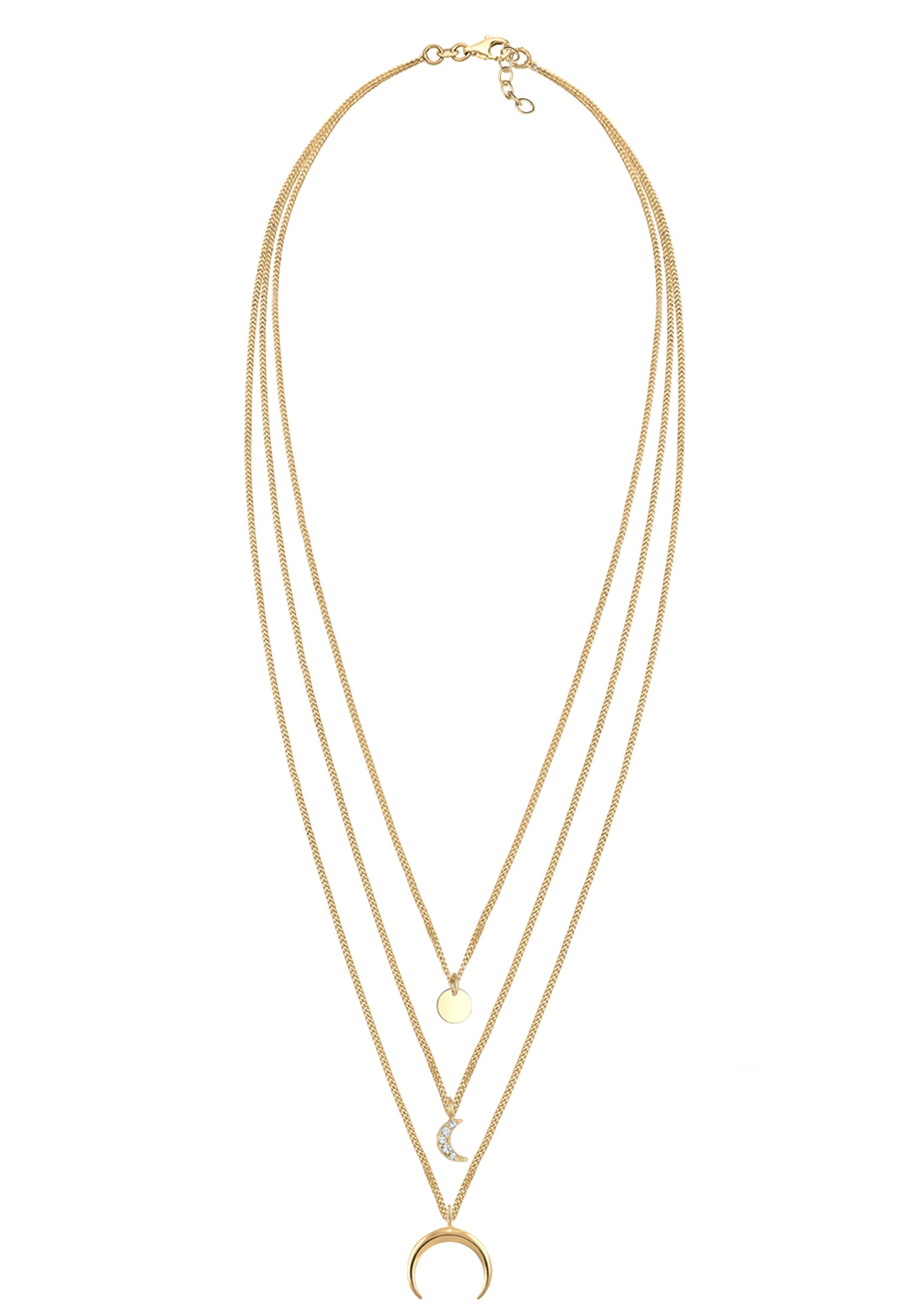 ELLI Halskette Astro, Halbmond, Kreis, Layer in Gold