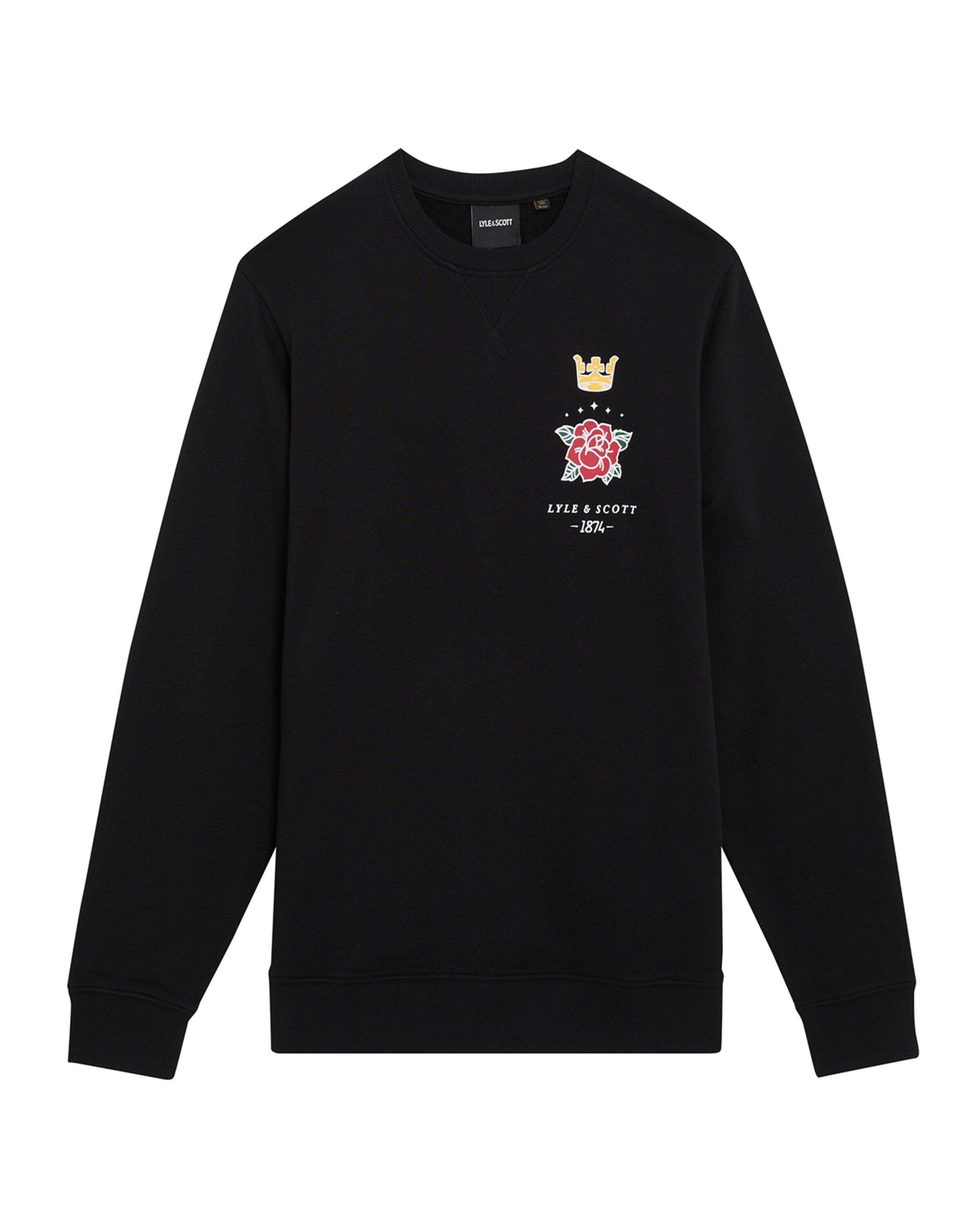 Lyle & Scott Sweatshirt 'Rose and Crown' in Zwart: voorkant