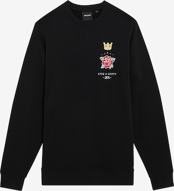 Lyle & Scott Sweatshirt 'Rose and Crown' in Zwart: voorkant
