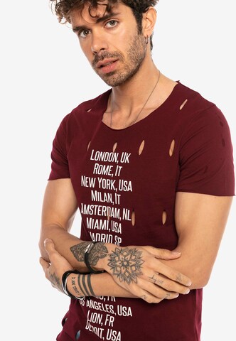 Redbridge T-Shirt Los Angeles mit trendigen Cuts in Rot