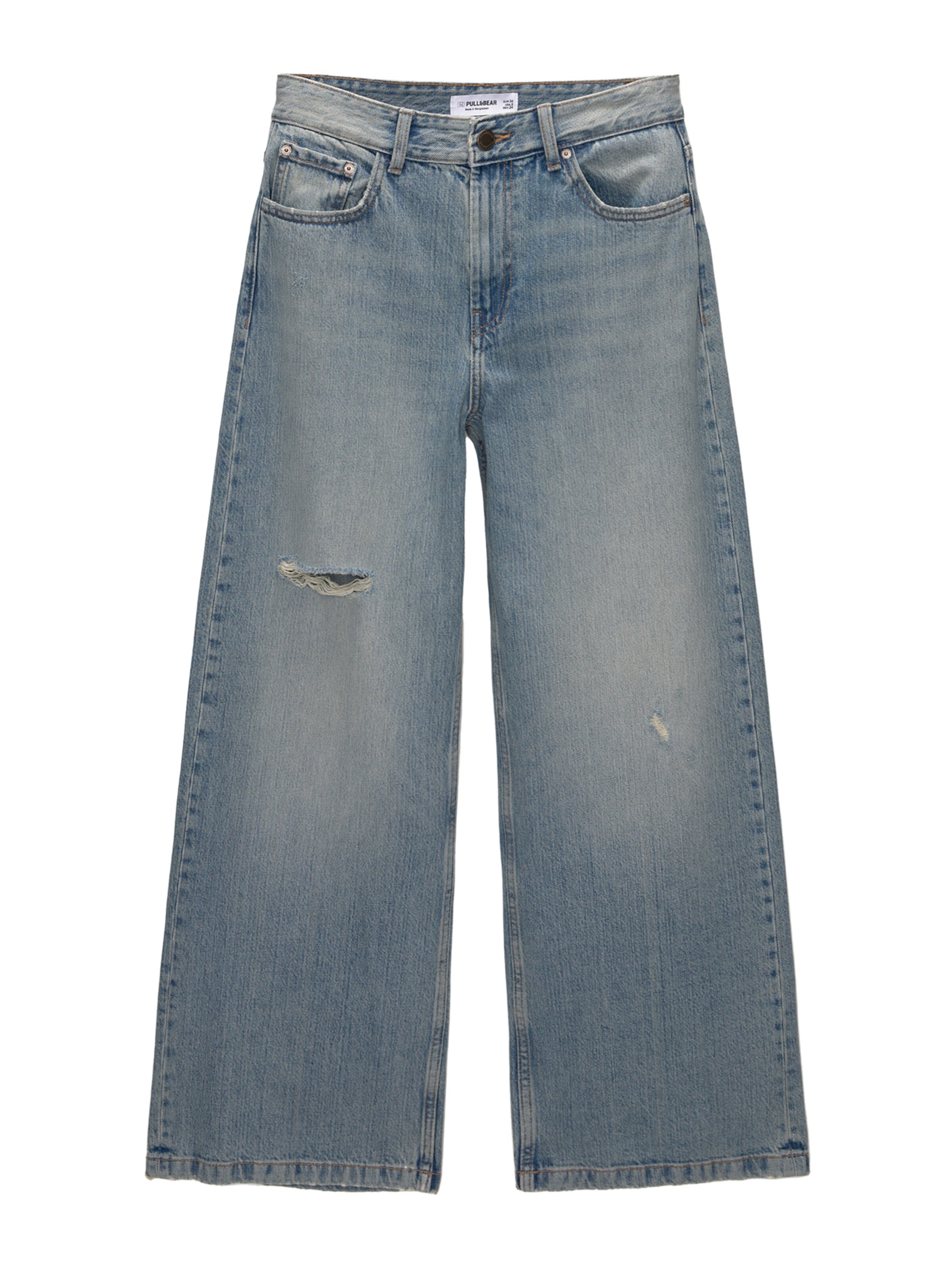 Pull&Bear Wide Leg Jeans in Blau: Vorderseite