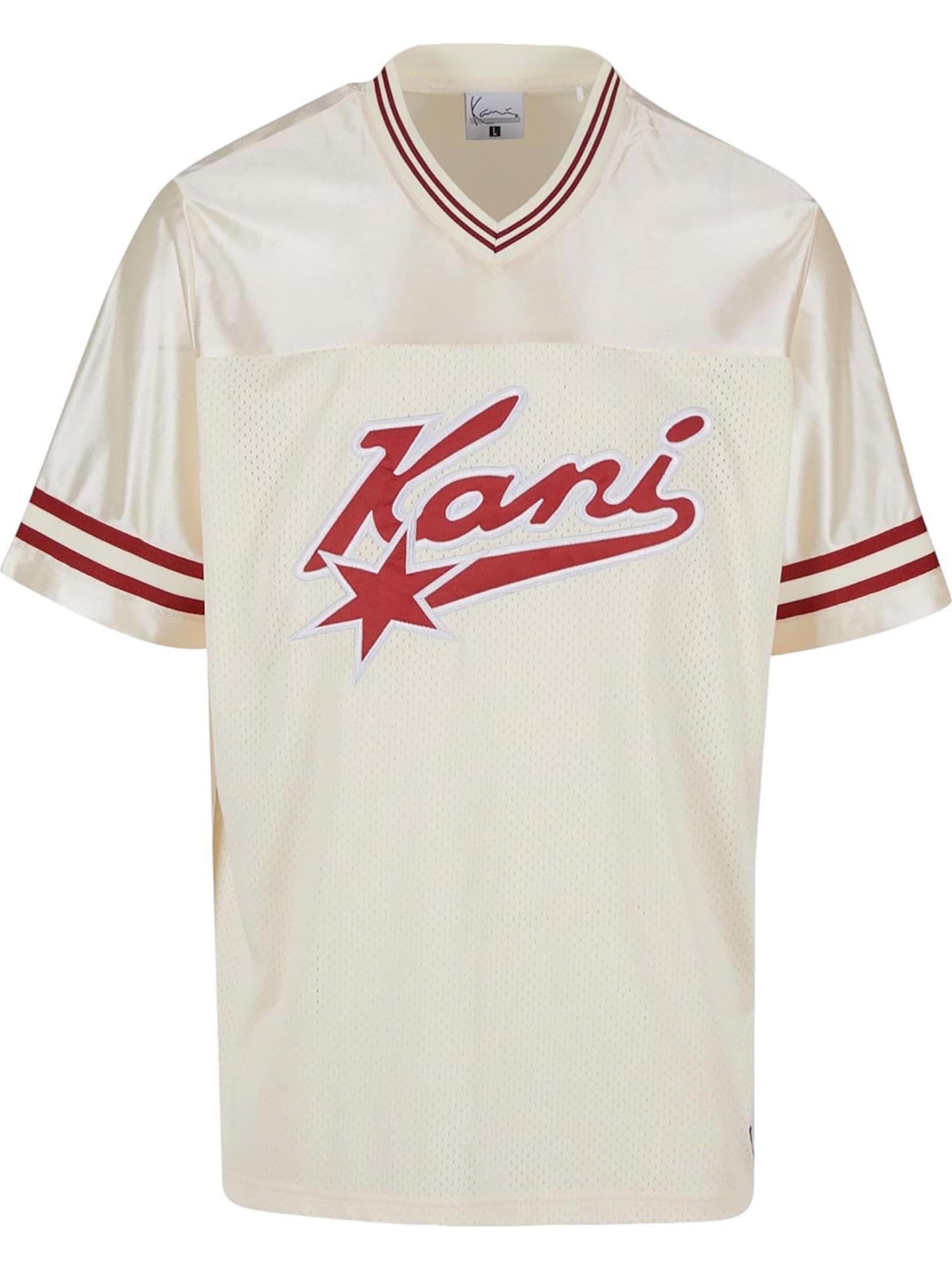 Maglietta 'Varsity' di Karl Kani in beige: frontale