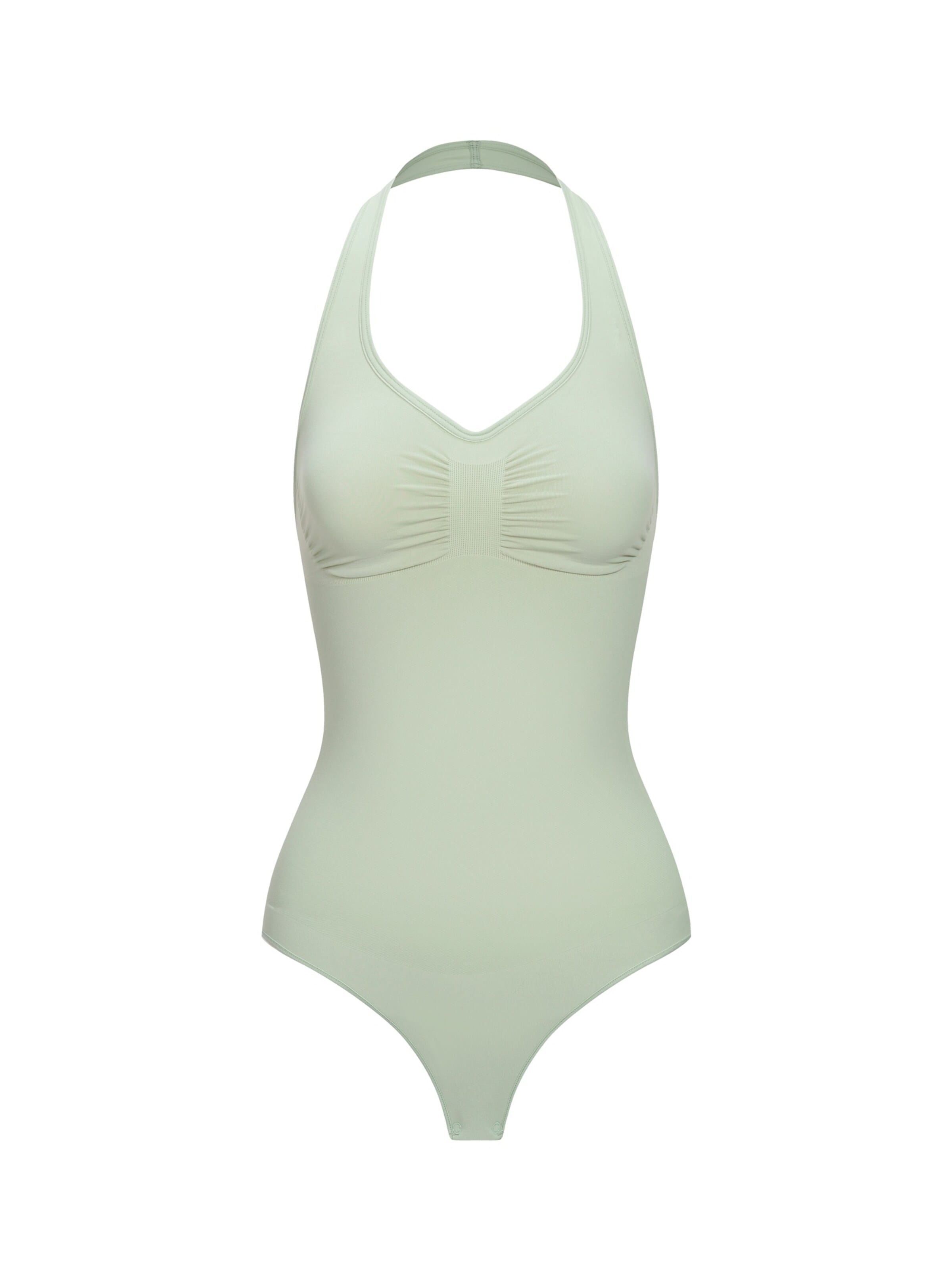 Body modellante 'Neckholder Shapewear mit String' di cfab (formerly creamy fabrics) in verde: frontale