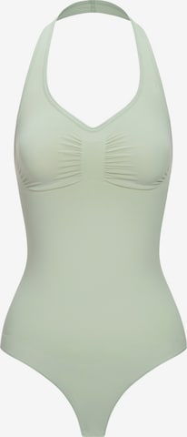 Body modellante 'Neckholder Shapewear mit String' di cfab (formerly creamy fabrics) in verde: frontale