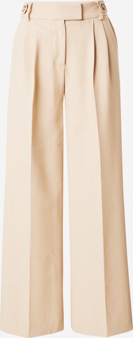 Nasty Gal Wide leg Pleat-Front Pants in Beige: front