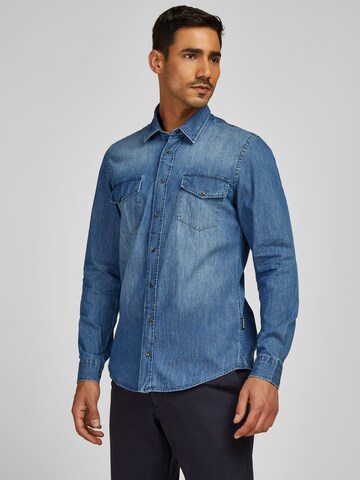 HECHTER PARIS Regular fit Button Up Shirt in Blue: front