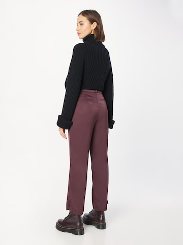 A LOT LESS Loose fit Trousers with creases 'Maggie' in Brown