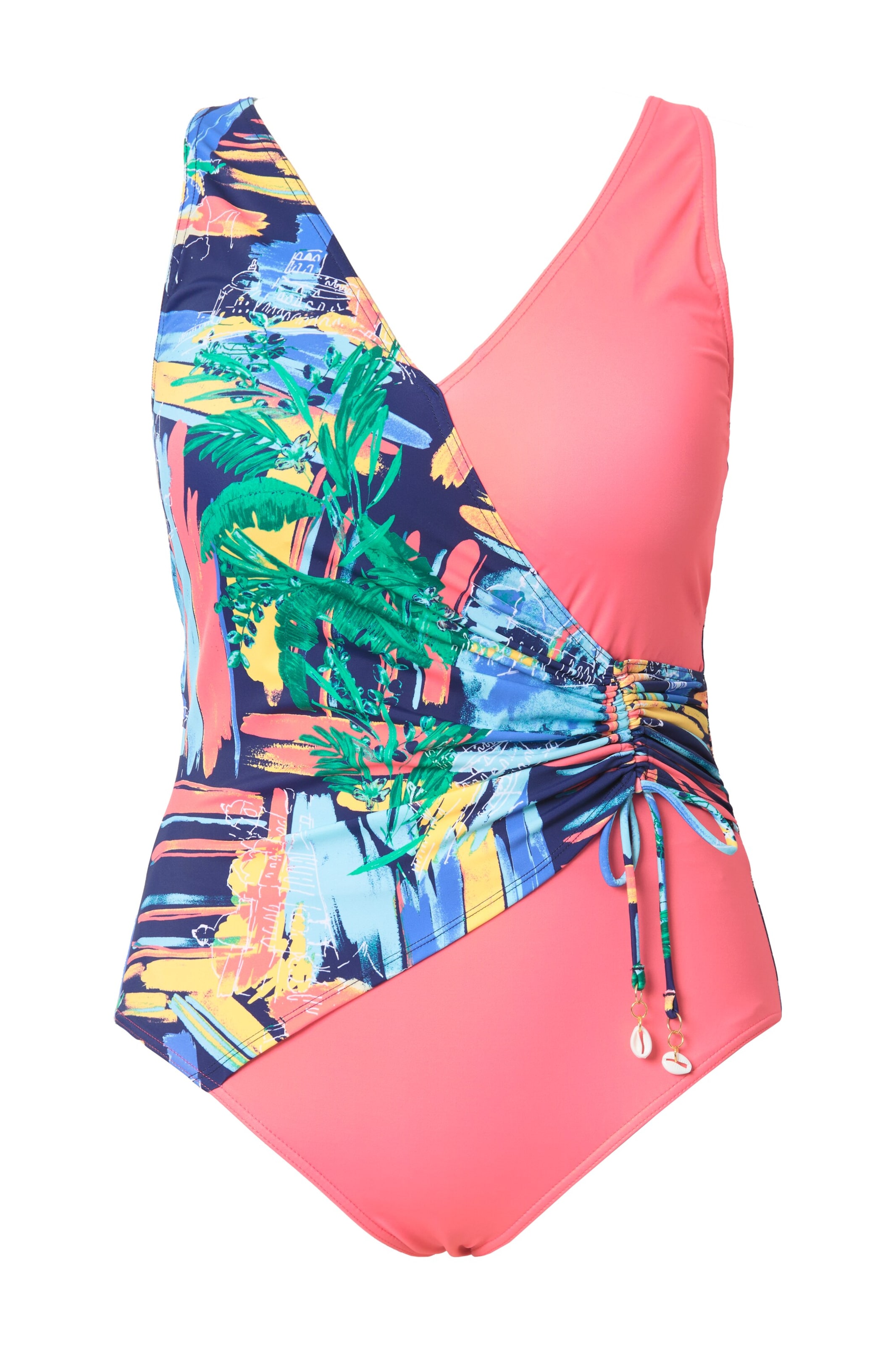 Ulla Popken Minimizer Badpak in Oranje: voorkant