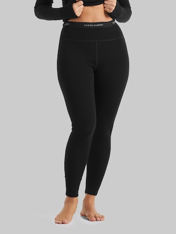 ICEBREAKER Skinny Workout Pants in Black: front