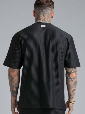 SikSilk Shirt 'Plisse' in Black