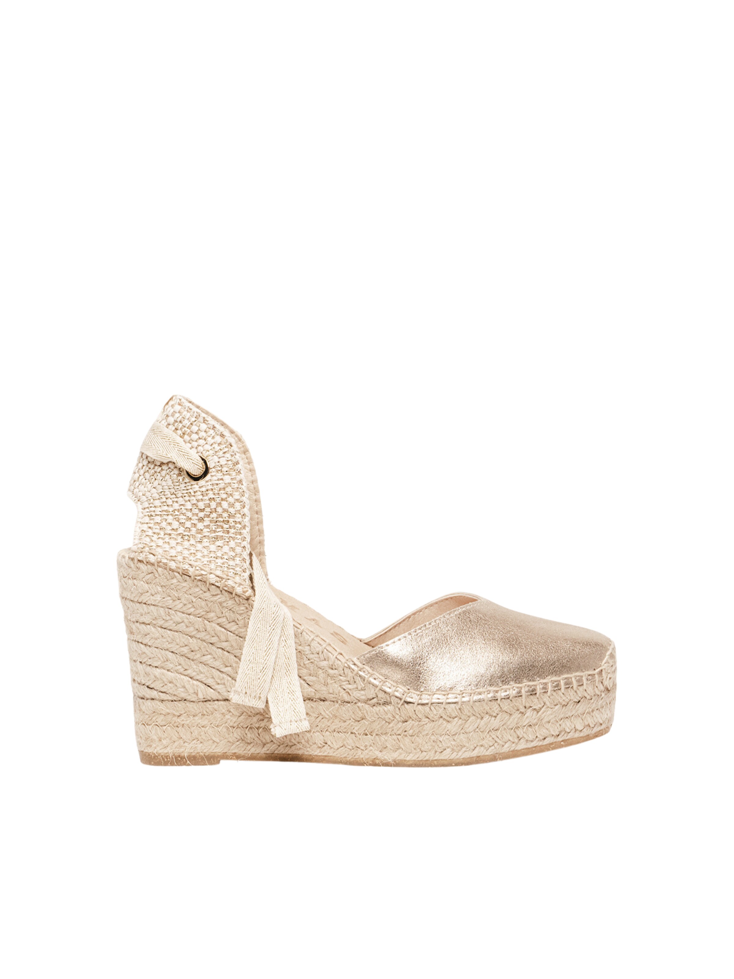 Alhamas Sandals 'Alpargata Cuña 10 cm' in Gold: front