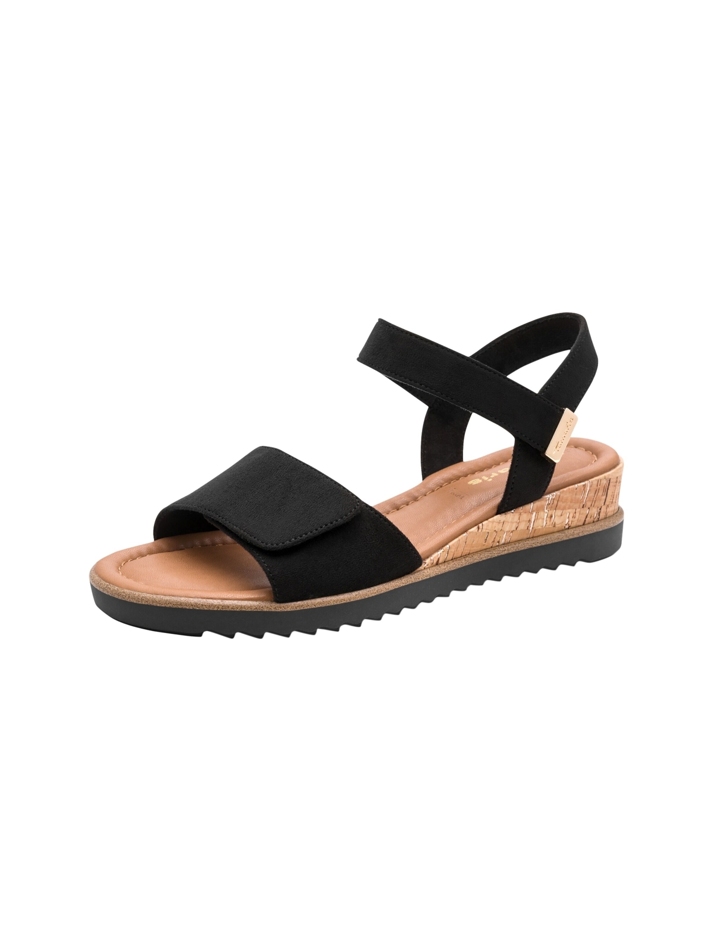 Sandales 'Sandalen mit Keilabsatz und Klettverschluss' Tamaris en marron : devant