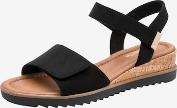 Sandales 'Sandalen mit Keilabsatz und Klettverschluss' Tamaris en marron : devant