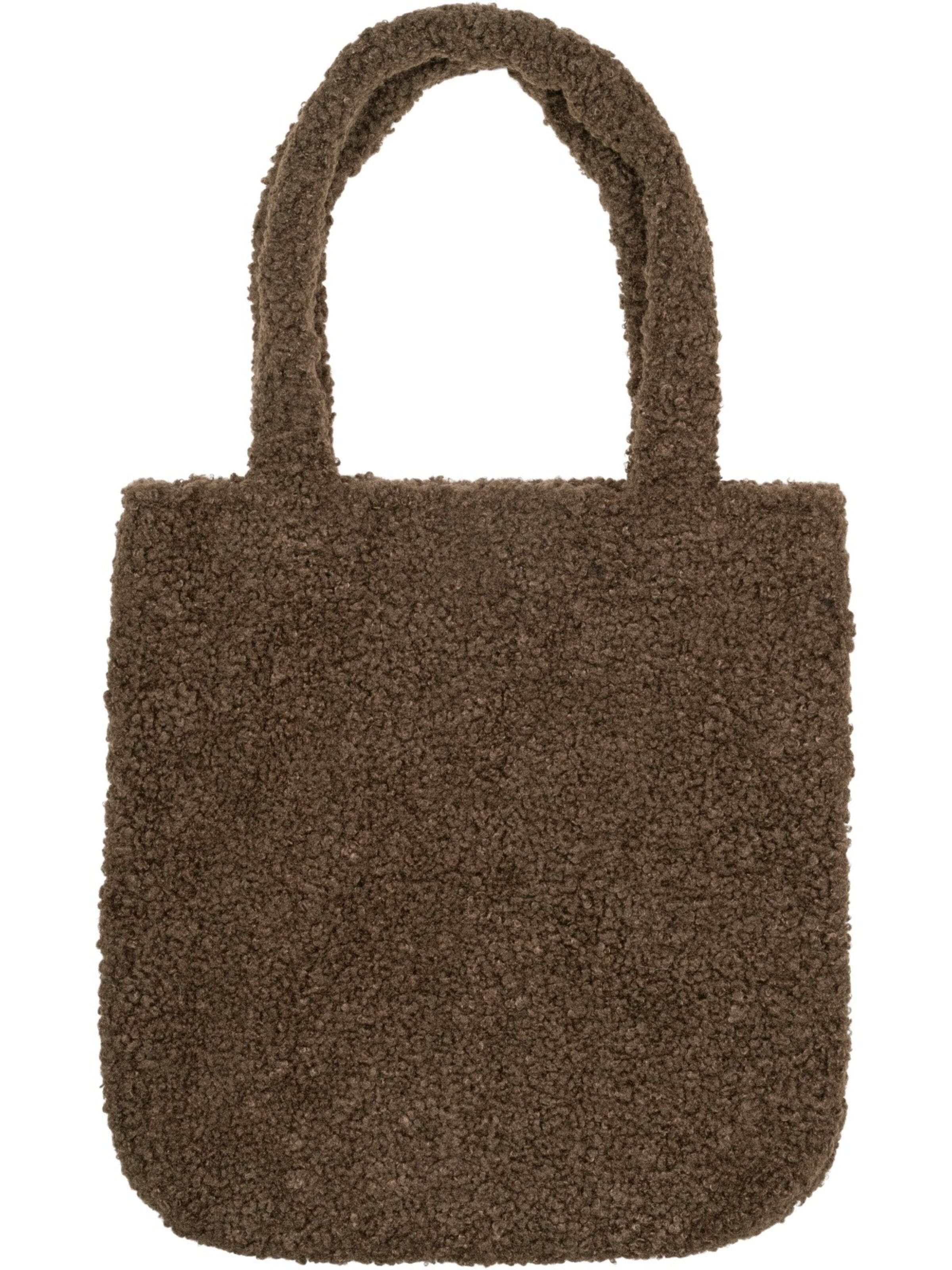 styleBREAKER Schultertasche 'Teddyfell Beuteltasche'‌‌‌‌‌ in Braun: Vorderseite