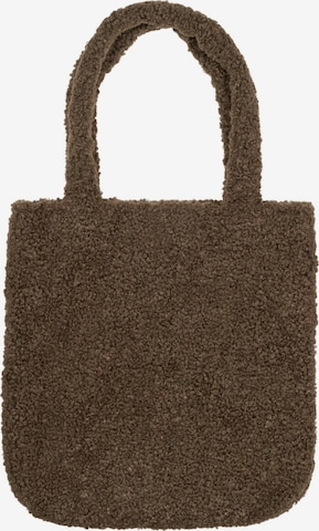 styleBREAKER Schultertasche 'Teddyfell Beuteltasche' in Braun: Vorderseite